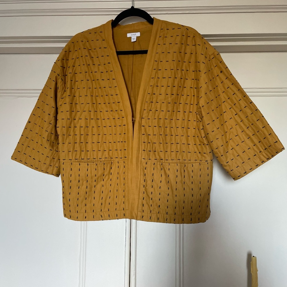 Mustard Yellow Quilted Women's 3/4 length Jacket
